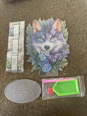 Purple Wolf Diamond Art Ornament Stand Kit New in Box